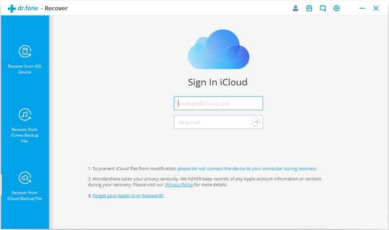 dr.fone - iOS Data Recovery from iCloud