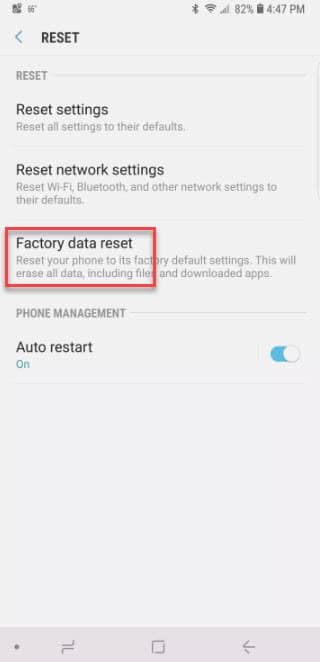 Factory Data Reset on Samsung