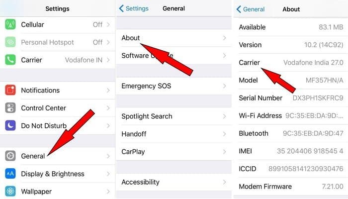 update carrier settings to fix iphone says no service