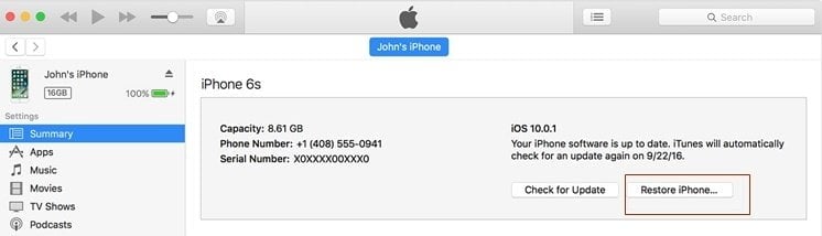 Restore iPhone to fix iPhone call failed