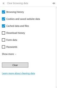 clear temporary files in microsoft edge
