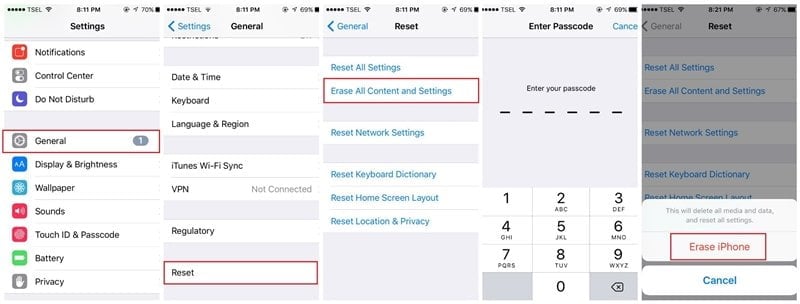 Factory Reset iPhone to fixiPhone Keeps Restarting