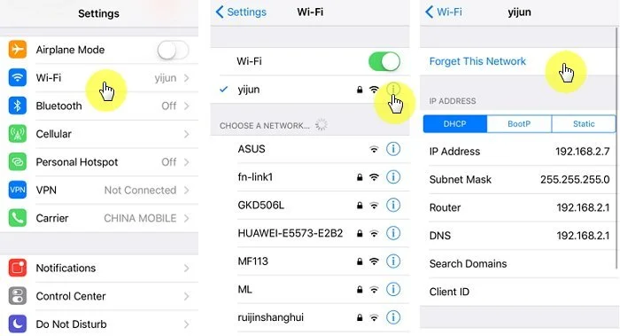 Connect to a Different Wi-Fi Network