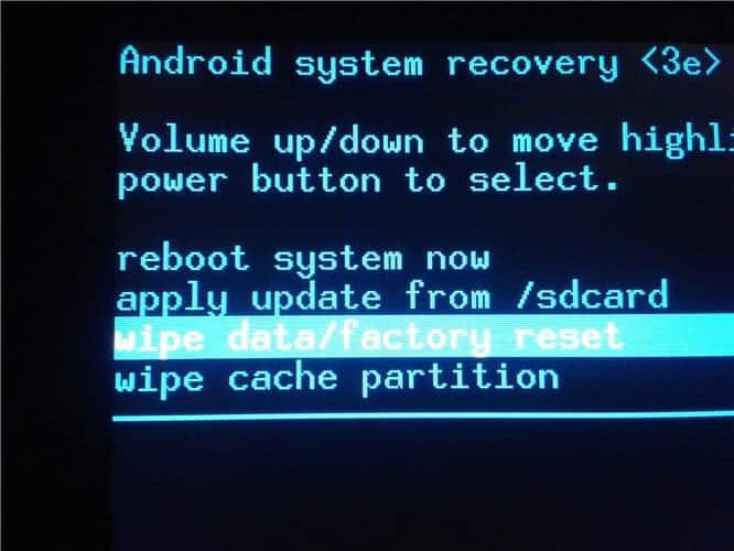 Wipe data/factory reset to fix android stuck on boot screen