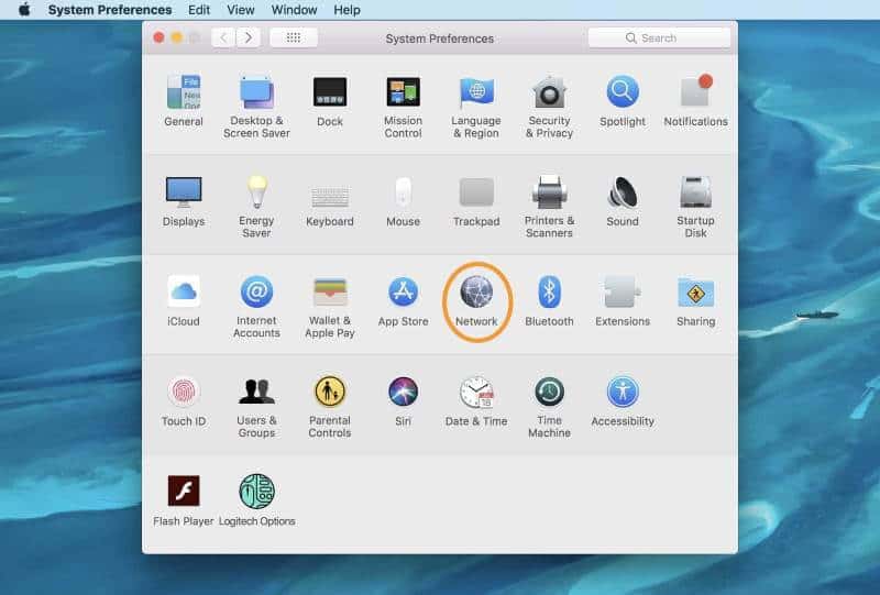System Preferences -> Network