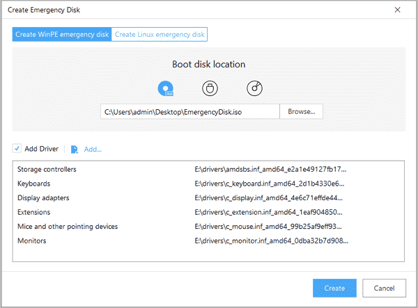 Create WinPE emergency disk