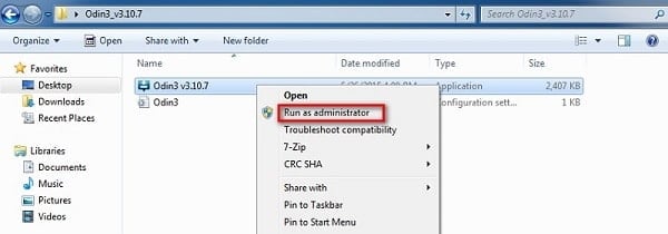 Run Odin Flash Tool as administrator