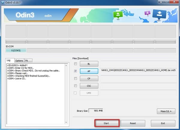 Download firmware with Odin