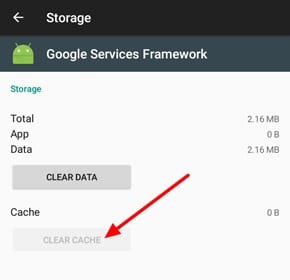 Clear Google Services Framework Cache