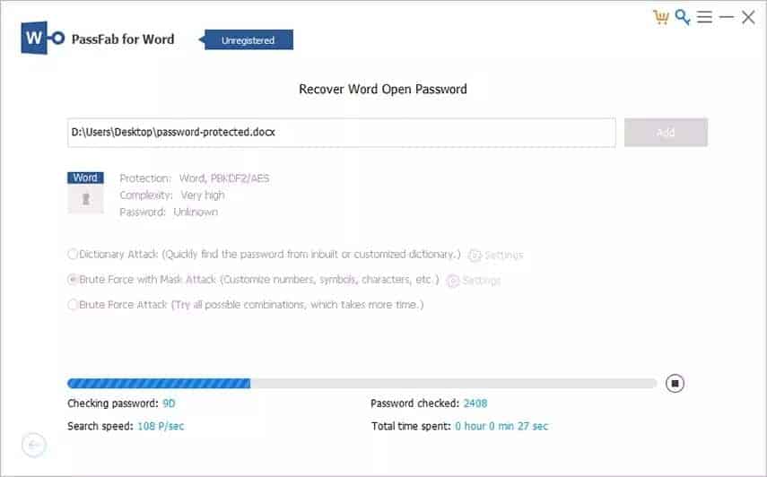 Start to Recover Word Open Password