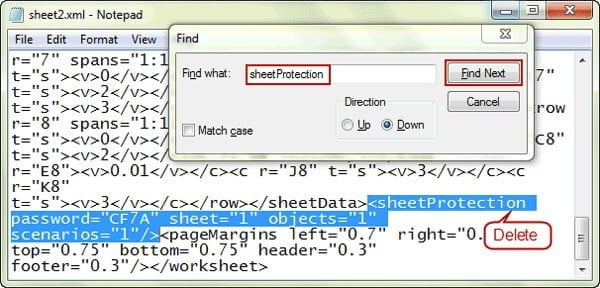 delete sheet protection tag