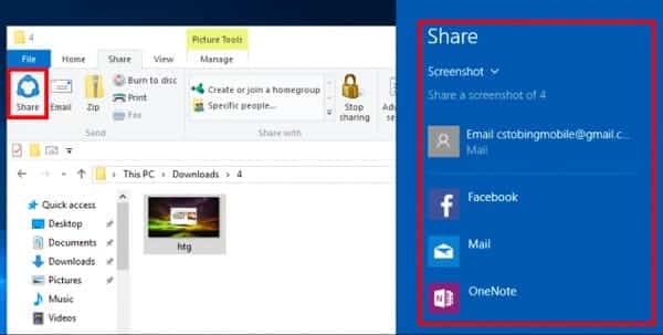 Screenshot on Windows 8.1 with Share Charm