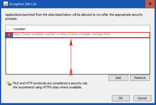 add websites with https:// or http://