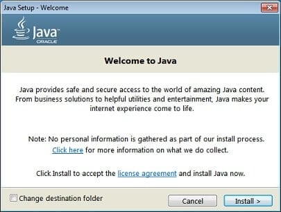 Reinstall Java to fix Could Not Create The Java Virtual Machine