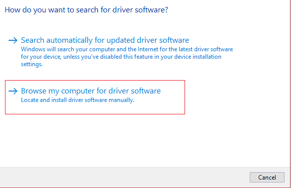 Browse my computer for driver software