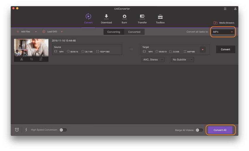 how to compress mp4 with UniConverter