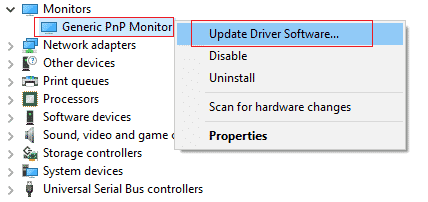 Update Driver to fix can't adjust brightness on Windows 10