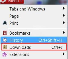 Clear downloads on Opera