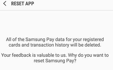 Reset Samsung Pay App