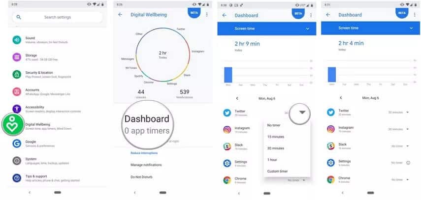 Limit Application Time using Digital Wellbeing