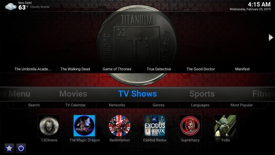 Titanium Kodi build installed