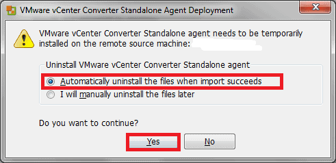 choose 'Automatically uninstall the files when import succeeds'