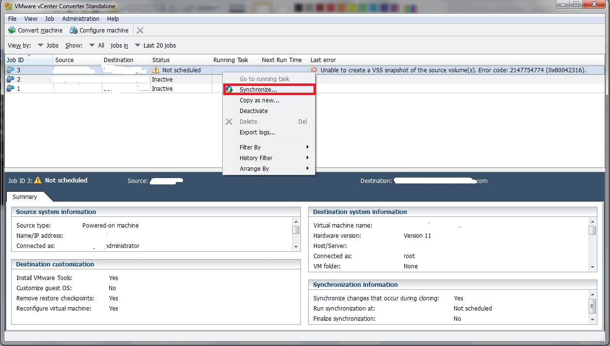 Choose 'Synchronize'