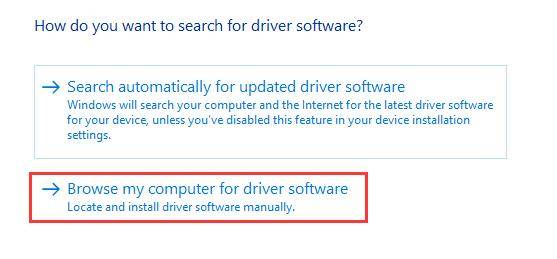 browse my computer for the driver software