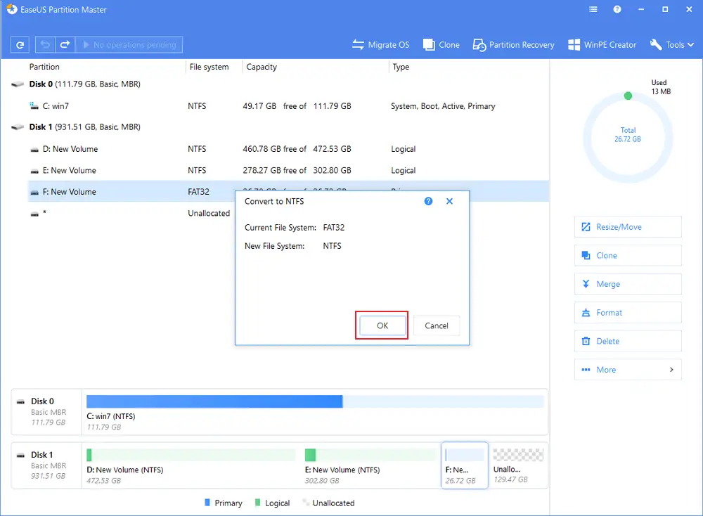 convert fat to ntfs