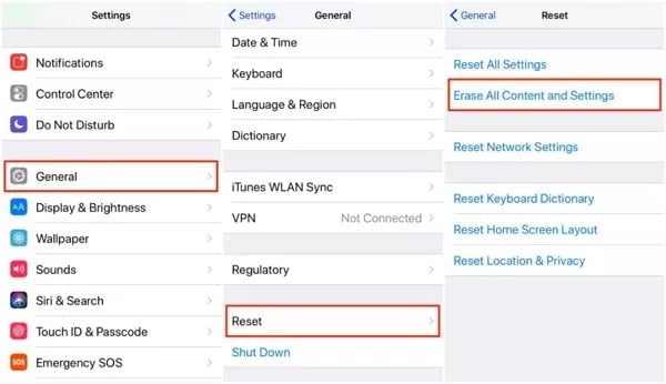 Erase All Content and Settings