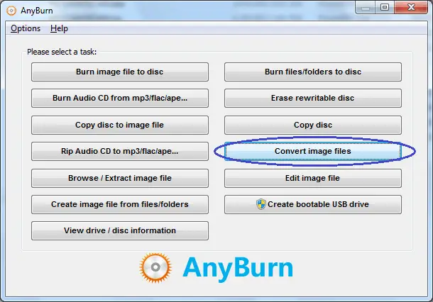 AnyBurn - Convert image files