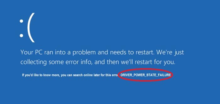 DRIVER_POWER_STATE_FAILURE