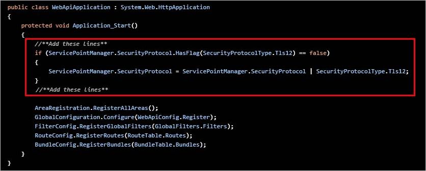 Force launching the usage of TLS 1.2