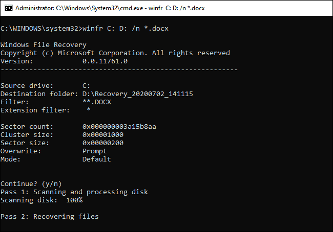 How can you recover a file using the Default Mode