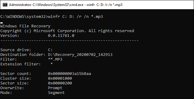 How to recover a file using Segment Mode