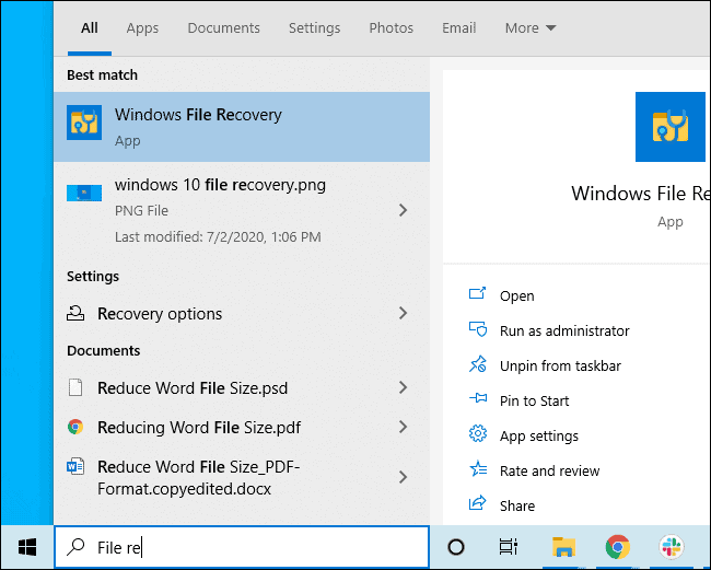 Installing Windows File Recovery