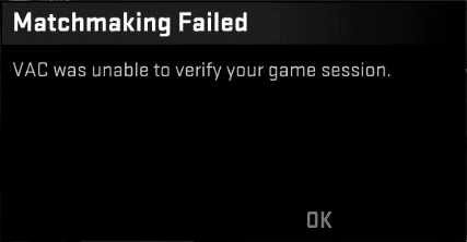 VAC was unable to verify your game session