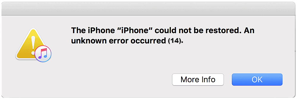 iPhone Could Not Be Updated Error 14