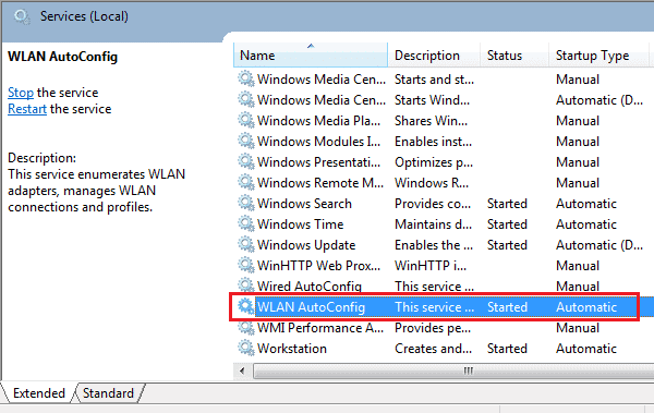 Fix error 1068 by restarting your WLAN AutoConfig Service