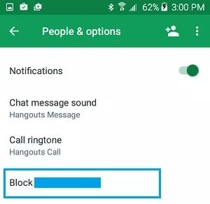 how to block text messages on Samsung using Google Hangouts