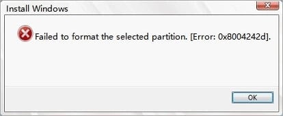 0x8004242d Partition Formatting Error