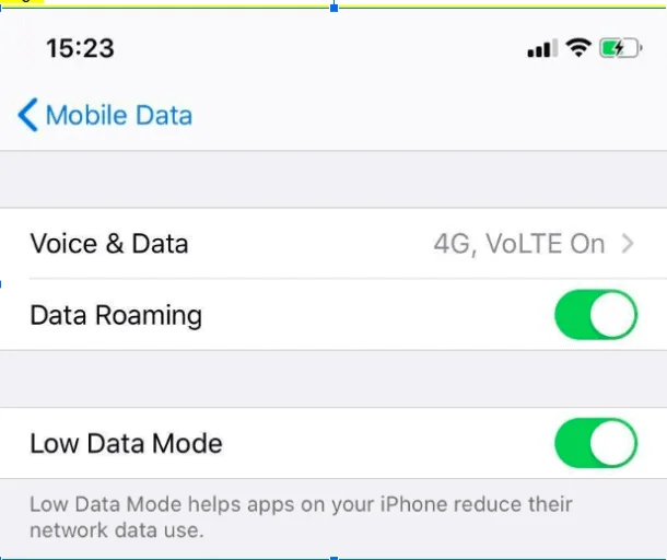 Disable Low Data Mode