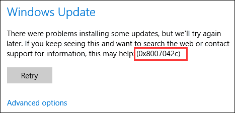 0x8007042c Windows update