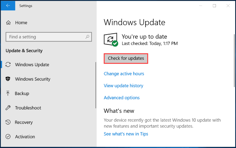 Install updates for Windows OS 