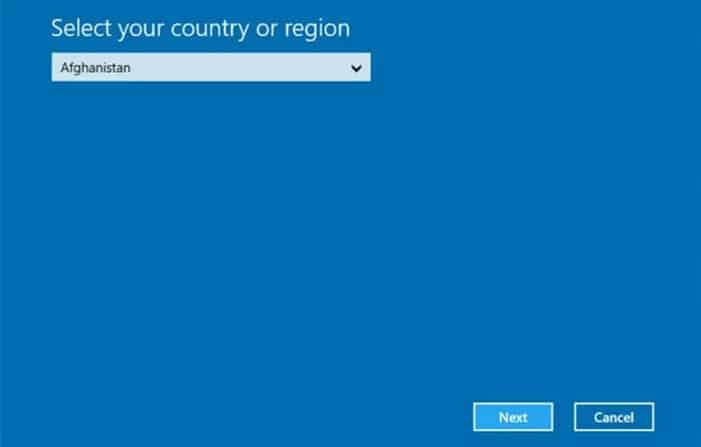 Select your country or region