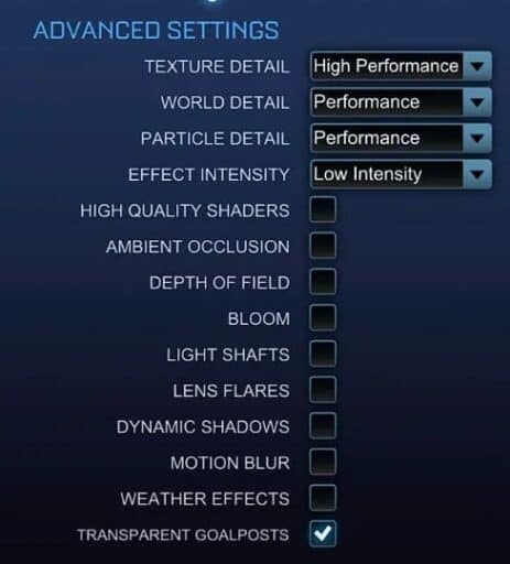 Best Rocket League Advanced Settings