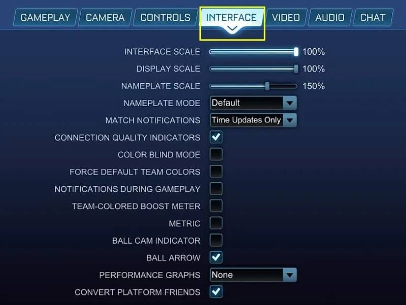 Best Rocket League Interface Settings