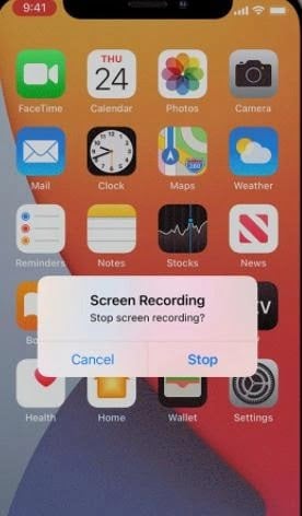 Start recording by clicking the gray dot on the screen