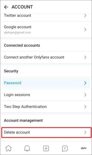 Delete OnlyFans Account on iPhone