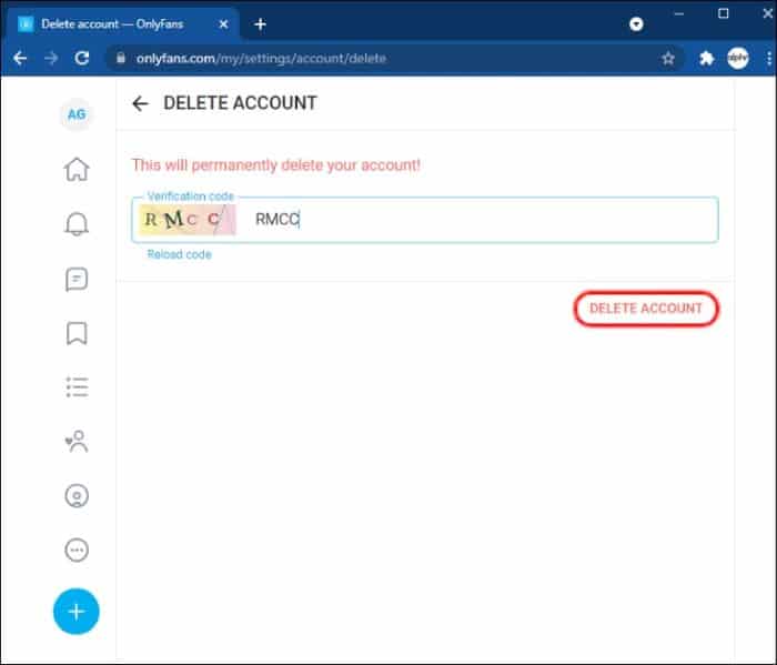 Confirm to Delete Onlyfans Account